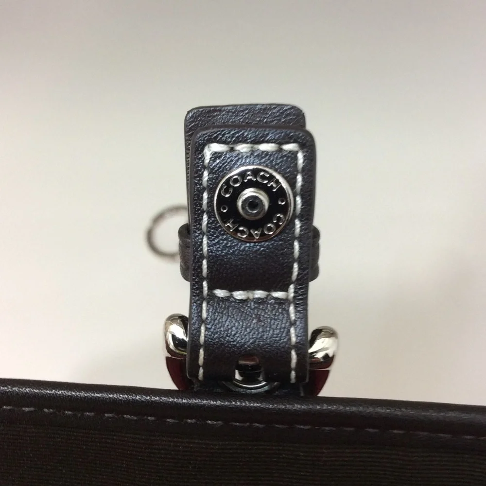 ✨ Coach Vintage Y2K Wristlet Red Brown Leather Trim Pouch Authentic Key Fob Set